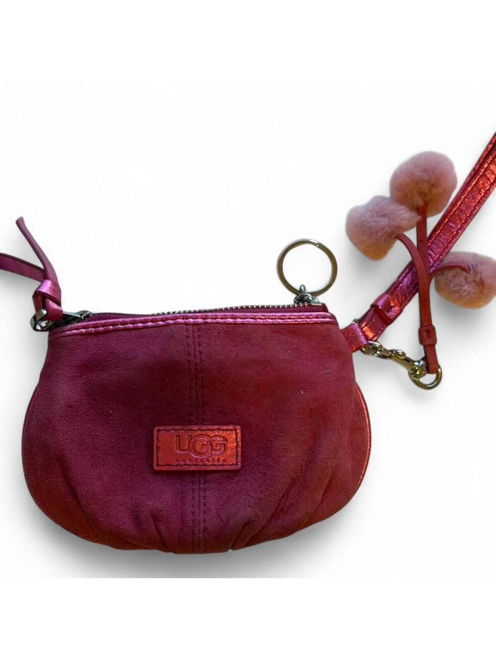 UGG Australia Pink Suede and Shearling Mini Crossbody Bag